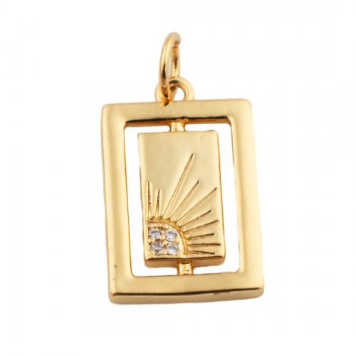 Cubic Zirconia Micro Pave Brass Pendant, fashion jewelry & Unisex & micro pave cubic zirconia, golden Approx 3.5mm [