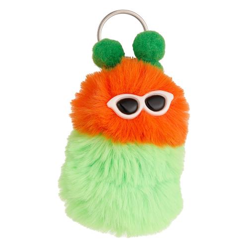 Fur Plush Key Chain, with Zinc Alloy, Caterpillar, cute 