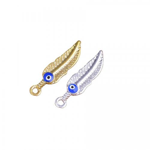 Zinc Alloy Evil Eye Pendant, Feather, plated, DIY & enamel 