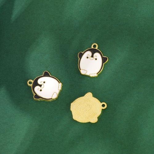 Zinc Alloy Enamel Pendants, Penguin, plated, DIY [