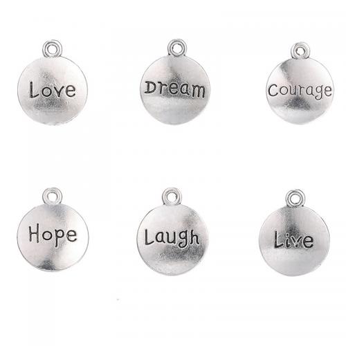 Zinc Alloy Tag Charm, Round, silver color plated, DIY [