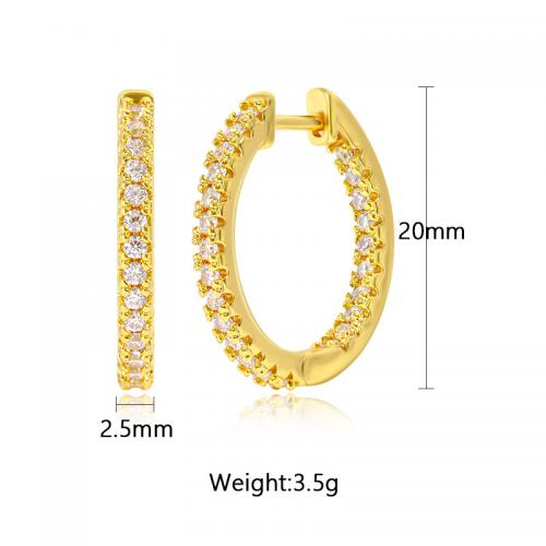 Cubic Zirconia Micro Pave Brass Earring, plated, micro pave cubic zirconia & for woman, golden [