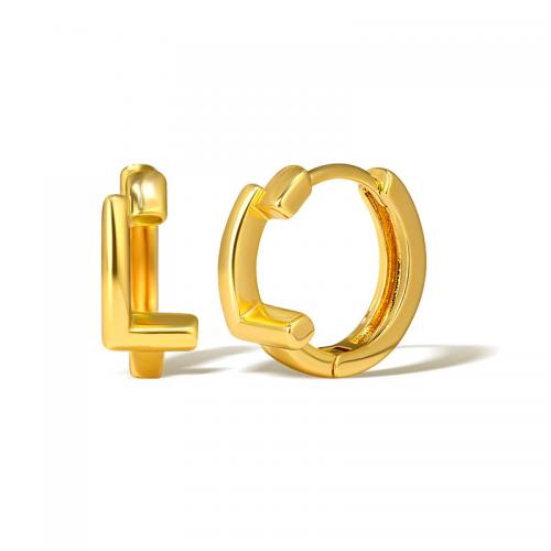 Brass Huggie Hoop Earring, plated, for woman, golden [