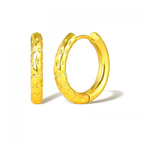 Brass Huggie Hoop Earring, plated, for woman, golden [