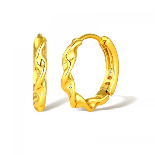 Brass Huggie Hoop Earring, plated, for woman, golden [