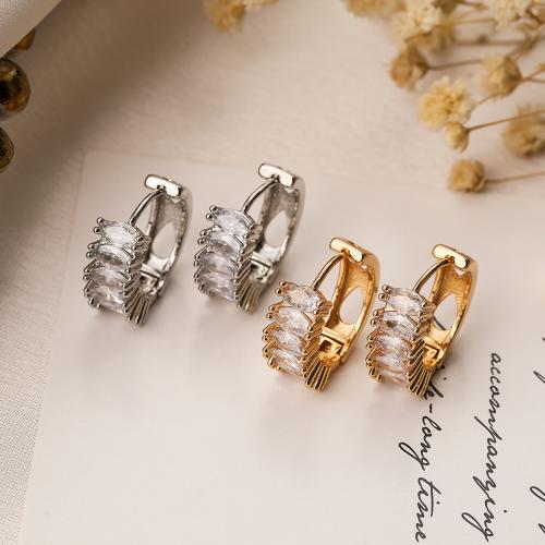 Cubic Zirconia Micro Pave Brass Earring, fashion jewelry & micro pave cubic zirconia & for woman 