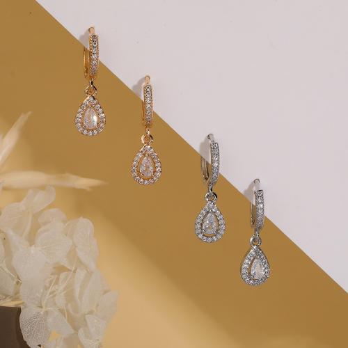 Cubic Zirconia Micro Pave Brass Earring, Teardrop, fashion jewelry & micro pave cubic zirconia & for woman [