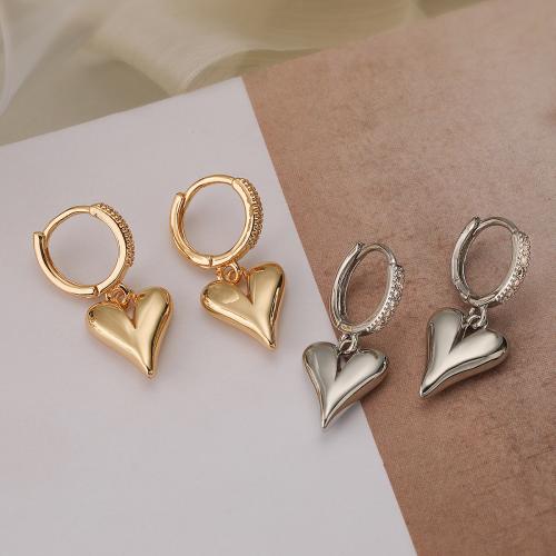 Cubic Zirconia Micro Pave Brass Earring, Heart, fashion jewelry & micro pave cubic zirconia & for woman [