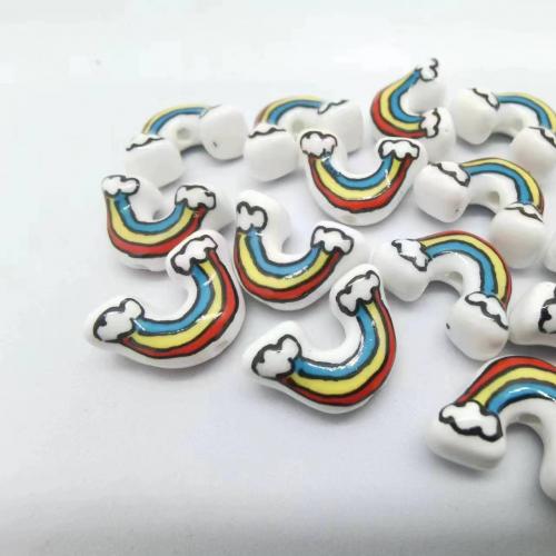 Porcelain Bead, Rainbow, DIY [