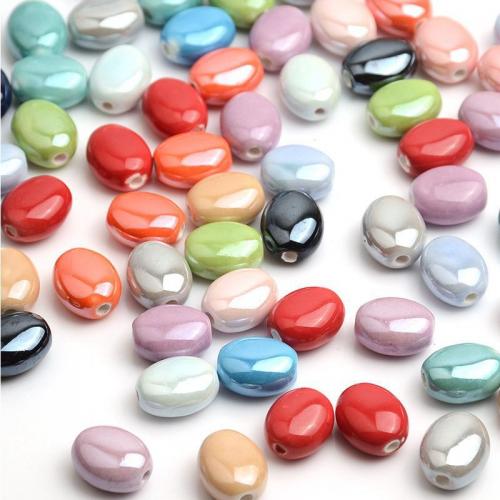 Revestimiento Porcelana bolas, Óvalo, Bricolaje, más colores para la opción, 12x14mm, 100PCs/Bolsa, Vendido por Bolsa