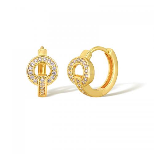 Cubic Zirconia Micro Pave Brass Earring, plated, micro pave cubic zirconia & for woman, golden [