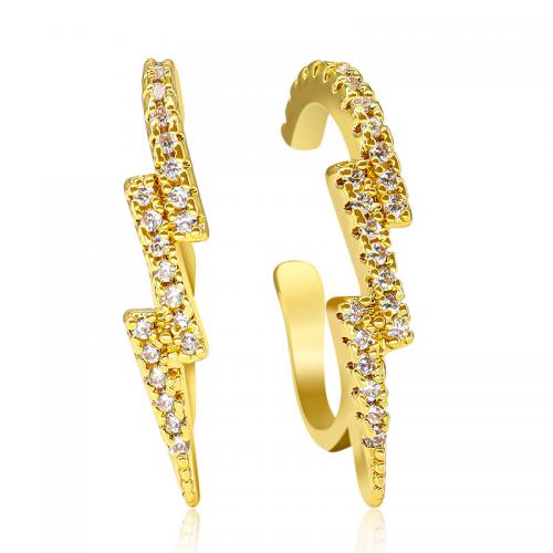 Cubic Zirconia Micro Pave Brass Earring, plated, micro pave cubic zirconia & for woman, golden [