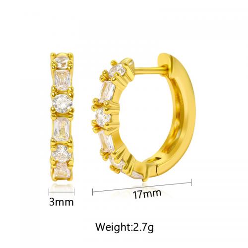 Cubic Zirconia Micro Pave Brass Earring, plated, micro pave cubic zirconia & for woman, gold [