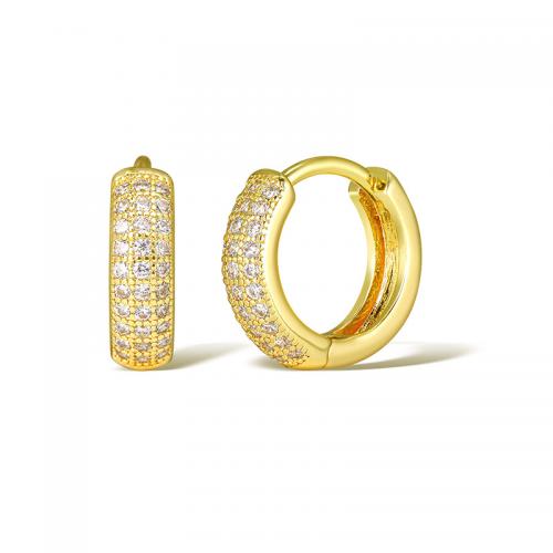 Cubic Zirconia Micro Pave Brass Earring, plated, micro pave cubic zirconia & for woman, golden [