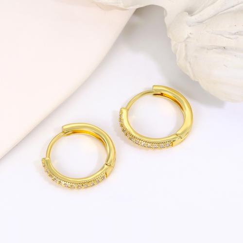 Cubic Zirconia Micro Pave Brass Earring, plated, micro pave cubic zirconia & for woman, gold [