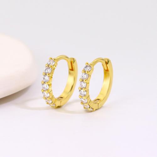 Cubic Zirconia Micro Pave Brass Earring, plated, micro pave cubic zirconia & for woman, gold [