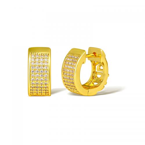 Cubic Zirconia Micro Pave Brass Earring, plated, micro pave cubic zirconia & for woman, golden [