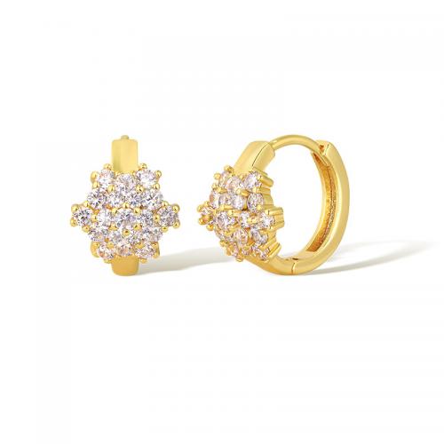 Cubic Zirconia Micro Pave Brass Earring, plated, micro pave cubic zirconia & for woman, golden [