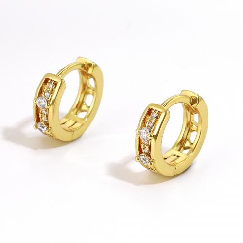 Cubic Zirconia Micro Pave Brass Earring, plated, micro pave cubic zirconia & for woman, golden [