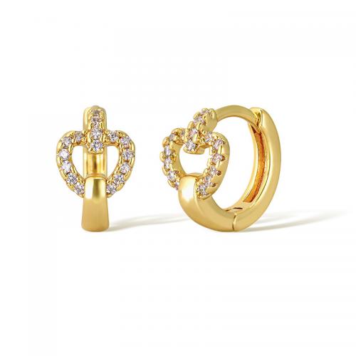 Cubic Zirconia Micro Pave Brass Earring, plated, micro pave cubic zirconia & for woman, golden [