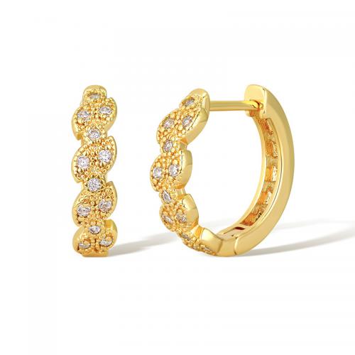 Cubic Zirconia Micro Pave Brass Earring, plated, micro pave cubic zirconia & for woman, golden [