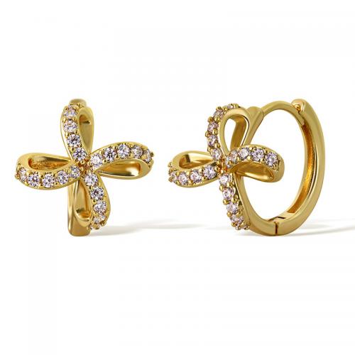 Cubic Zirconia Micro Pave Brass Earring, plated, micro pave cubic zirconia & for woman, golden [