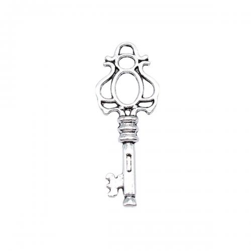 Zinc Alloy Key Pendants, antique silver color plated, fashion jewelry & DIY & hollow [