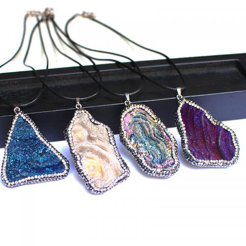 Ice Quartz Agate Pendants, with Rhinestone Clay Pave, irregular, druzy style & DIY Length about 15-35mm,Hight about 25-50mm [