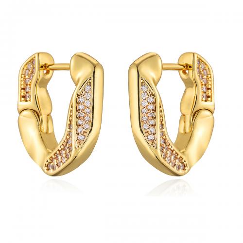 Cubic Zirconia Micro Pave Brass Earring, 18K gold plated, fashion jewelry & micro pave cubic zirconia & for woman [