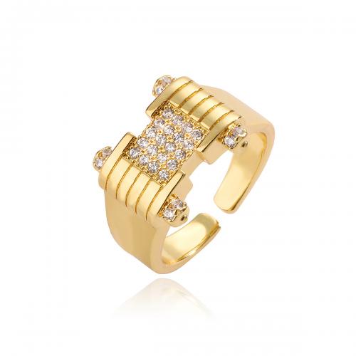 Cubic Zirconia Micro Pave Brass Finger Ring, 18K gold plated, fashion jewelry & micro pave cubic zirconia & for woman [