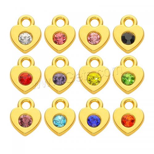 Zinc Alloy Rhinestone Pendants, Heart, gold color plated, DIY & with rhinestone [