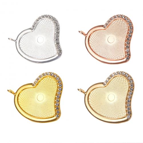 Zinc Alloy Pendant Cabochon Setting, Heart, plated, DIY & with rhinestone [