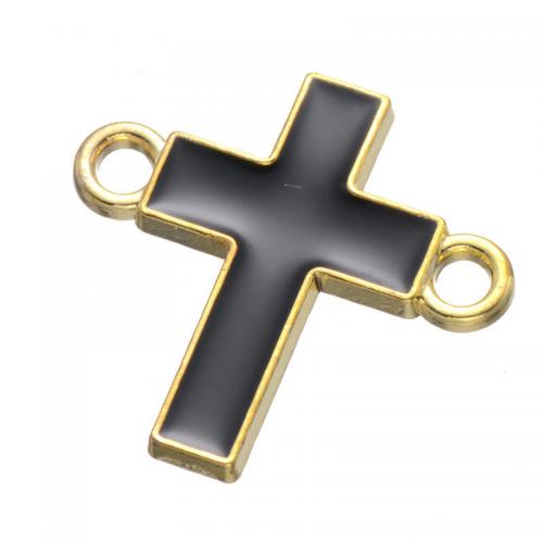 Enamel Zinc Alloy Connector, Cross, gold color plated, DIY & 1/1 loop [