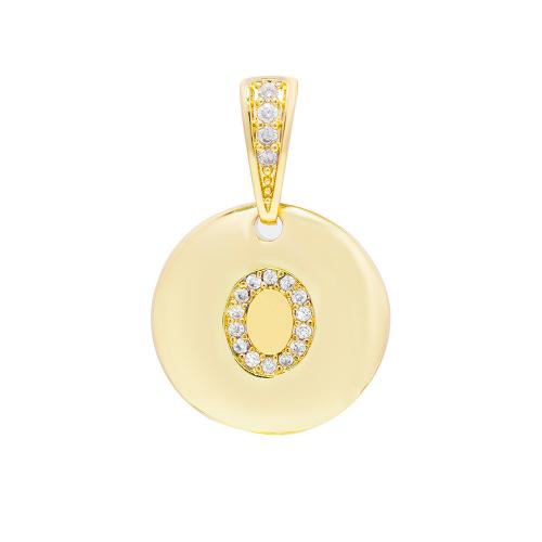 Cubic Zirconia Micro Pave Brass Pendant, Round, gold color plated, DIY & micro pave cubic zirconia 15mm [