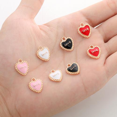 Zinc Alloy Enamel Pendants, Heart, plated, DIY [