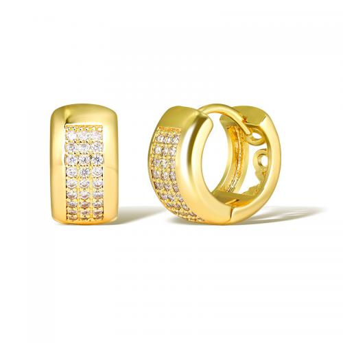 Cubic Zirconia Micro Pave Brass Earring, plated, micro pave cubic zirconia & for woman, golden [