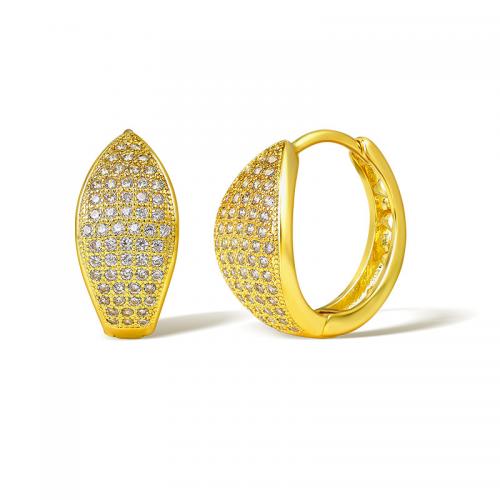 Cubic Zirconia Micro Pave Brass Earring, plated, micro pave cubic zirconia & for woman, golden [