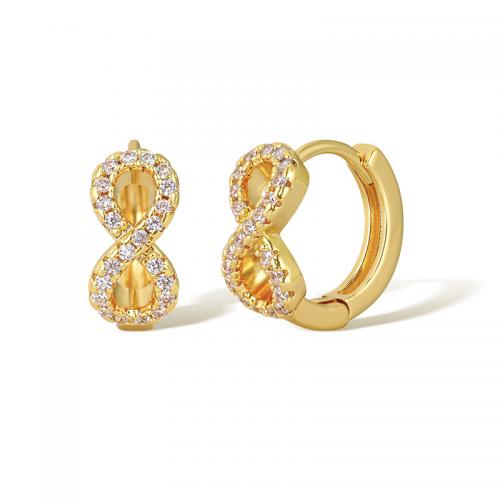 Cubic Zirconia Micro Pave Brass Earring, plated, micro pave cubic zirconia & for woman, gold [