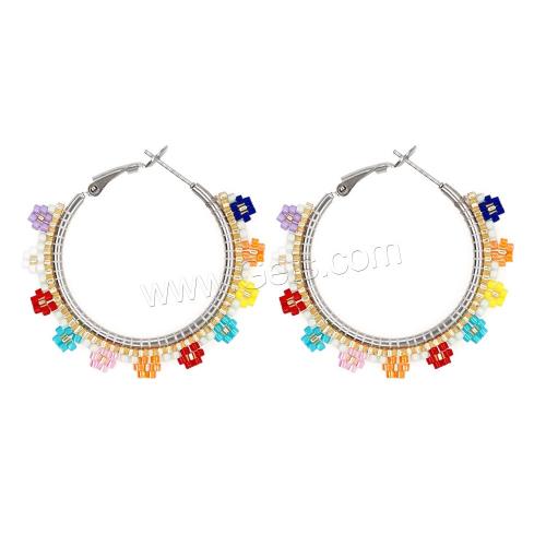 Boucles d'oreilles perle de verre, Seedbead, avec alliage de zinc, beignet, Placage, bijoux de mode & pour femme, plus de couleurs à choisir Vendu par paire[