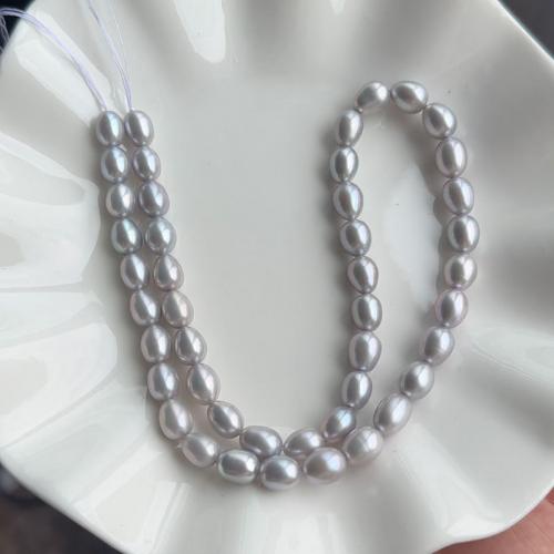 Rice Cultured Freshwater Pearl Beads, DIY, grey, 7-8mm Approx 40 cm [