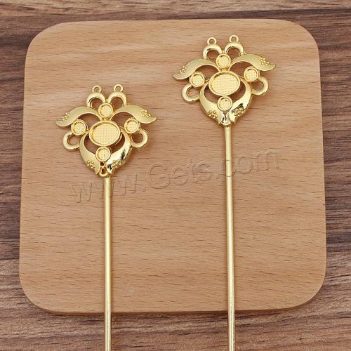 Haarstock-Befunde, Zinklegierung, Blume, plattiert, DIY, keine, flower 35x32mm,hairpin 120mm, ca. 100PCs/Tasche, verkauft von Tasche