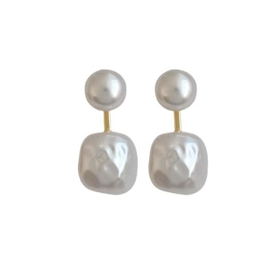 Plastic Pearl Zinc Alloy Earring, with Plastic Pearl, plated, for woman, golden [