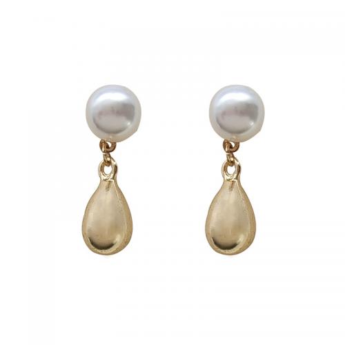 Plastic Pearl Zinc Alloy Earring, with Plastic Pearl, plated, for woman [