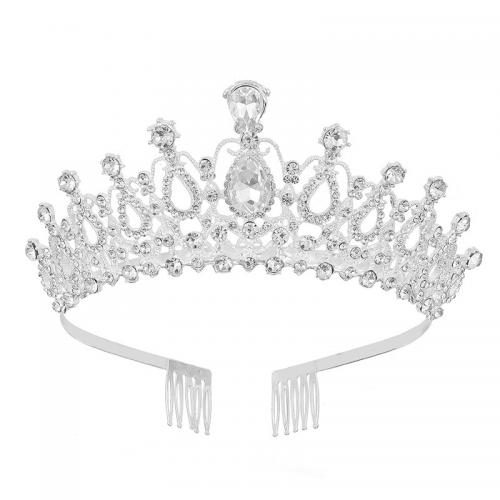 Tiaras nupciales, aleación de zinc, con diamantes de imitación, Joyería & diferentes estilos para la opción & para mujer & con diamantes de imitación, más colores para la opción, Diameter: 16cm,Height: 5cm, Vendido por UD[