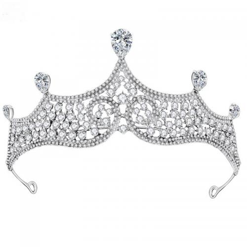 Tiaras nupciales, aleación de zinc, con diamantes de imitación, Joyería & para mujer & con diamantes de imitación, Blanco, Diameter: 14.5cm,Height: 7.5cm, Vendido por UD[