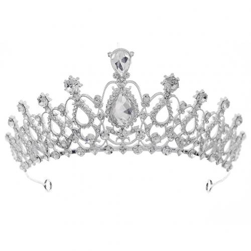 Tiaras nupciales, aleación de zinc, con diamantes de imitación, Joyería & para mujer & con diamantes de imitación, plateado, Diameter: 16cm,Height: 5.5cm, Vendido por UD[