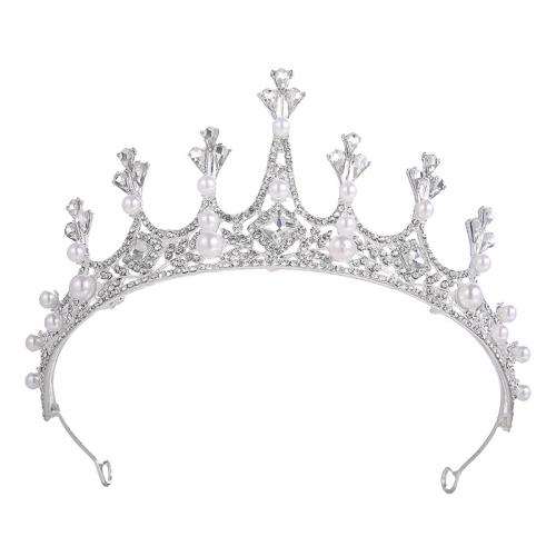 Braut Diademe, Zinklegierung, mit Strass & Kunststoff Perlen, Modeschmuck & verschiedene Stile für Wahl & für Frau & mit Strass, Silberfarbe, verkauft von PC