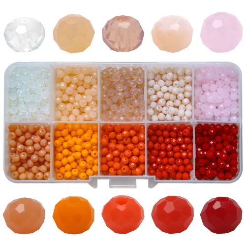 Plaqué Perles de verre, avec Boîte en plastique, DIY & 10 cellules & facettes, plus de couleurs à choisir, 4mm, Environ îte, Vendu par boîte