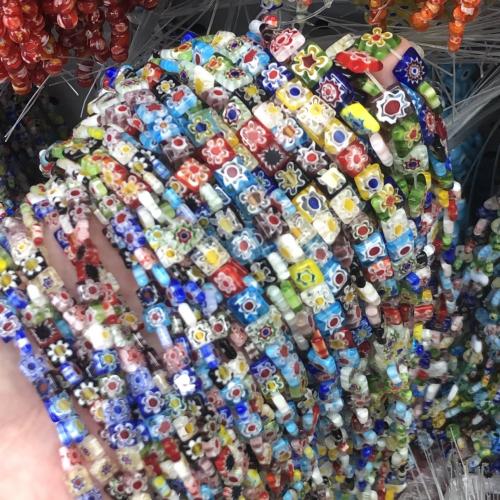 Lampwork Beads, Square, DIY mixed colors Approx 38 cm [