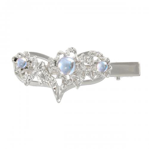 Alligator Hair Clip, Zinc Alloy, with Resin, Heart, plated, fashion jewelry & for woman, silver color [